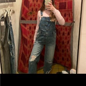 distressed overalls